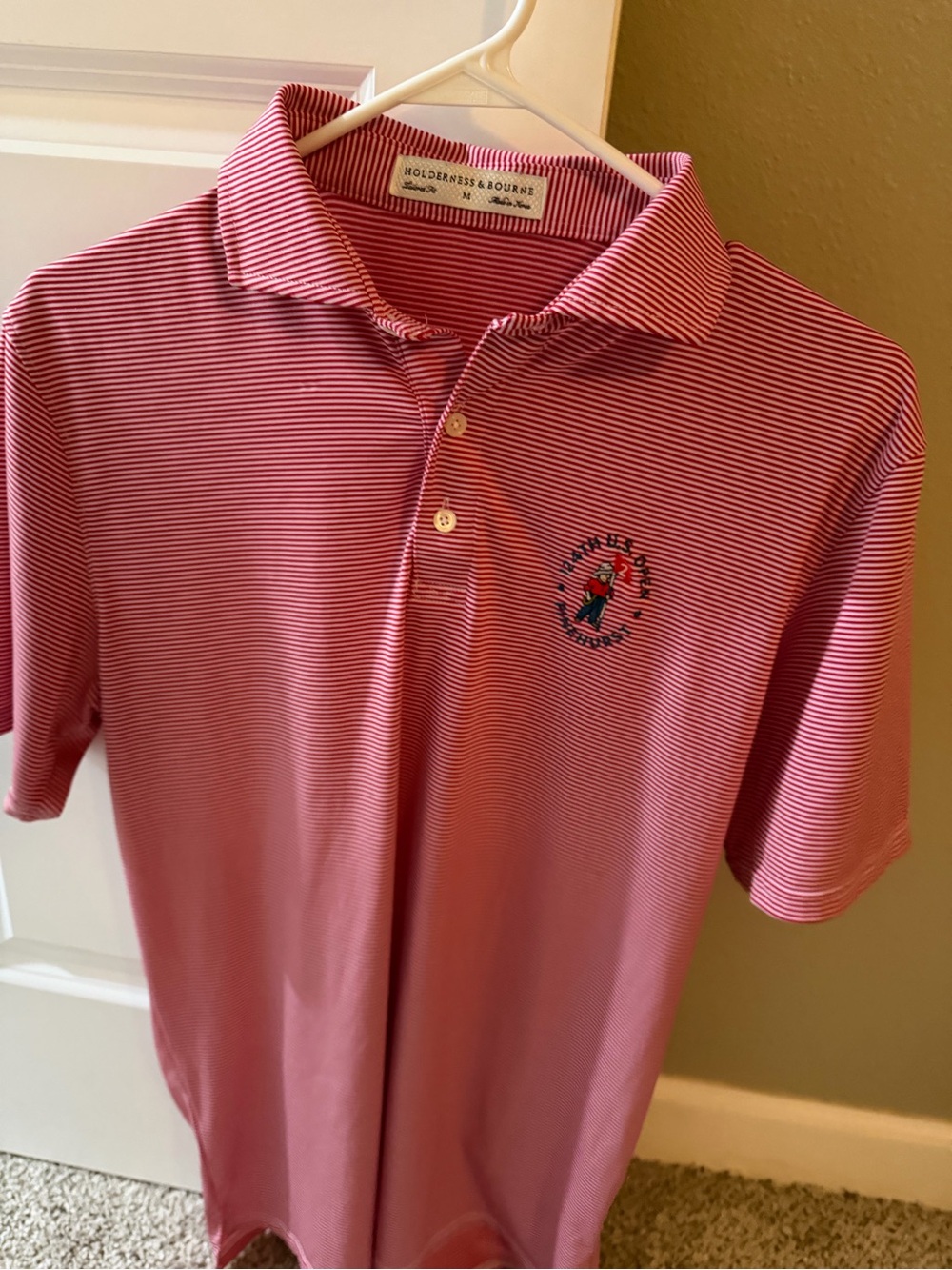 Modernist & Bourne Red Striped Polo Shirt - Men